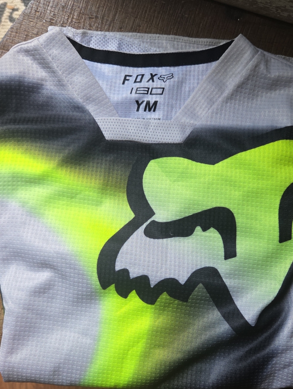 Fox Youth 180 Neon Lime & White Graphic Jersey